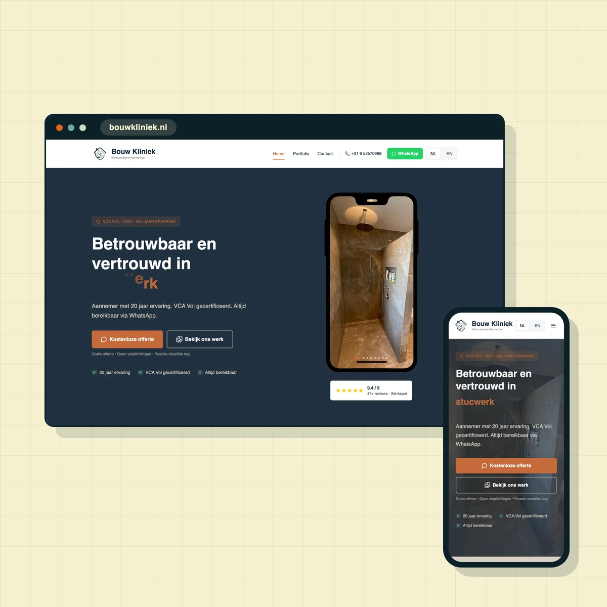 Website die ik maakte voor Bouw Kliniek