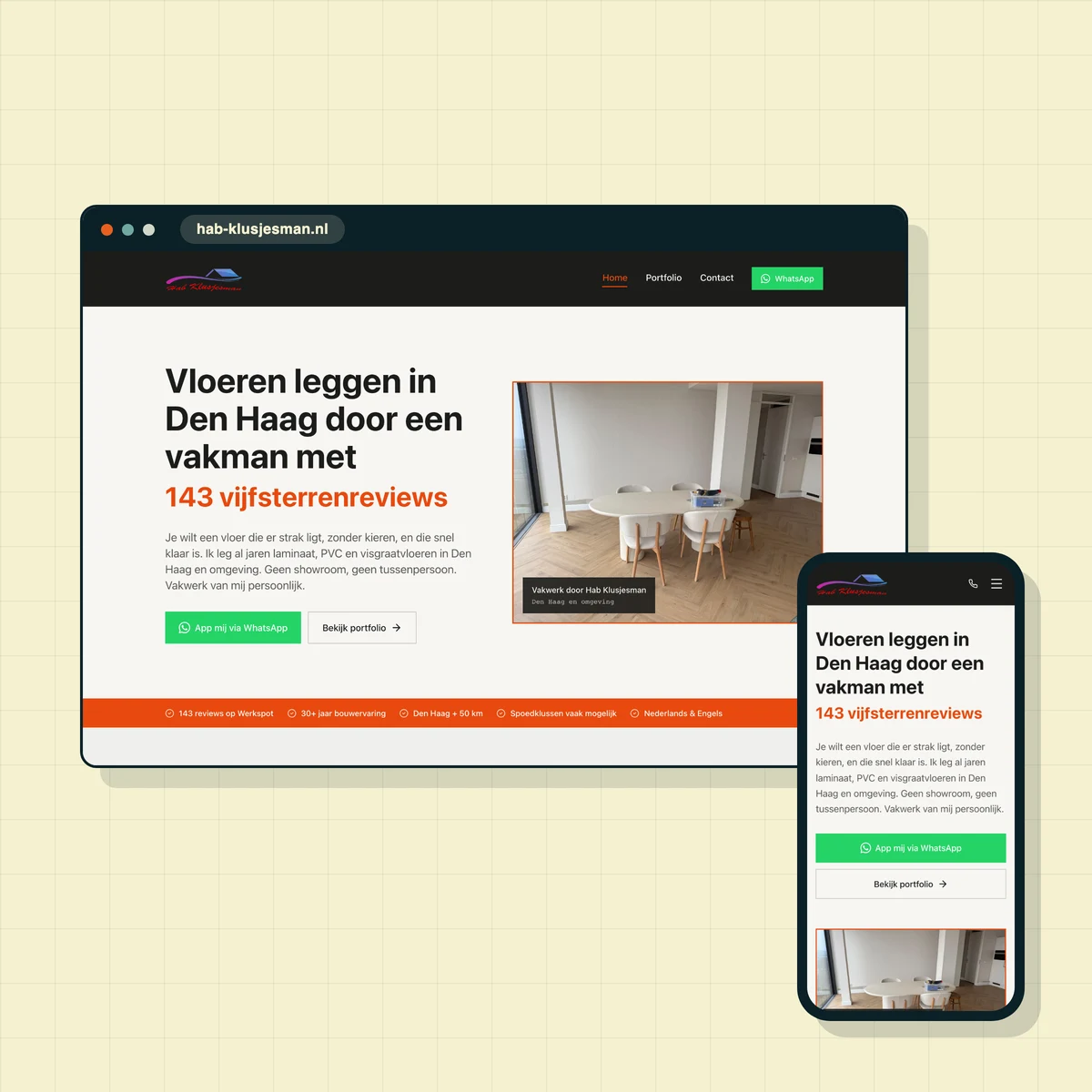Website die ik maakte voor Hab Klusjesman