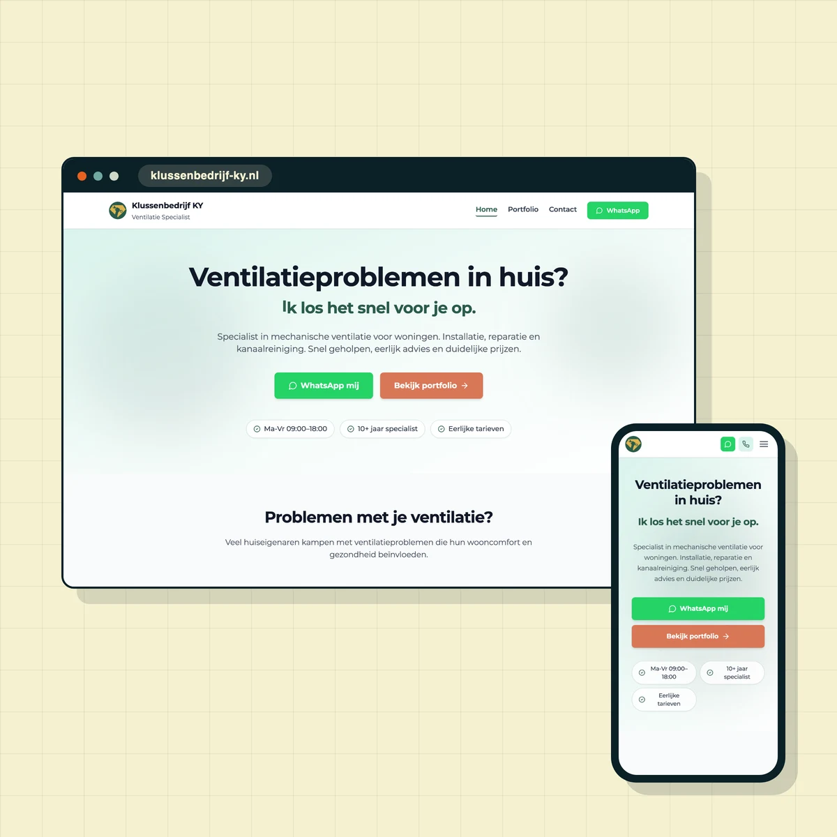 Website die ik maakte voor Klussenbedrijf KY