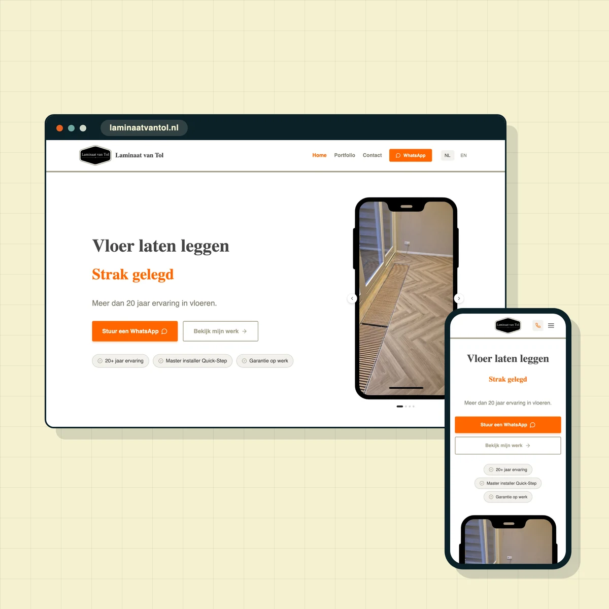 Website die ik maakte voor Laminaat van Tol