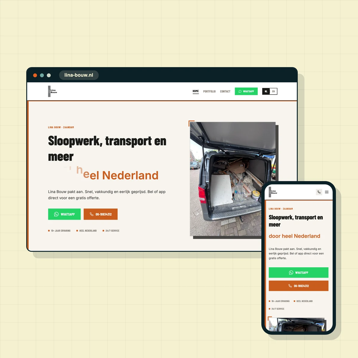 Website die ik maakte voor Lina Bouw