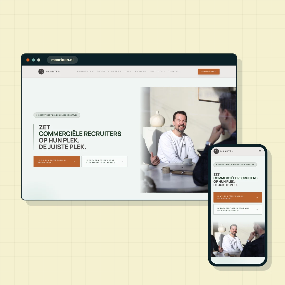 Website die ik maakte voor Maarten. Recruitment.