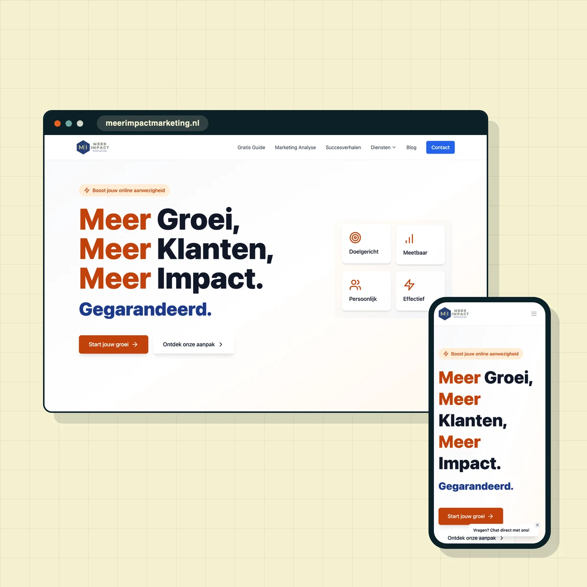 Website die ik maakte voor Meer Impact Marketing