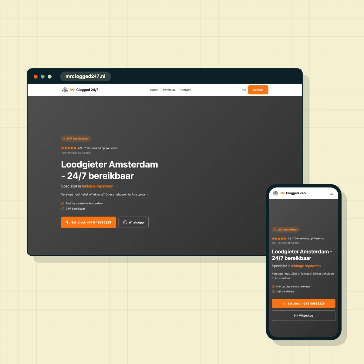Website die ik maakte voor Mr. Clogged 24/7