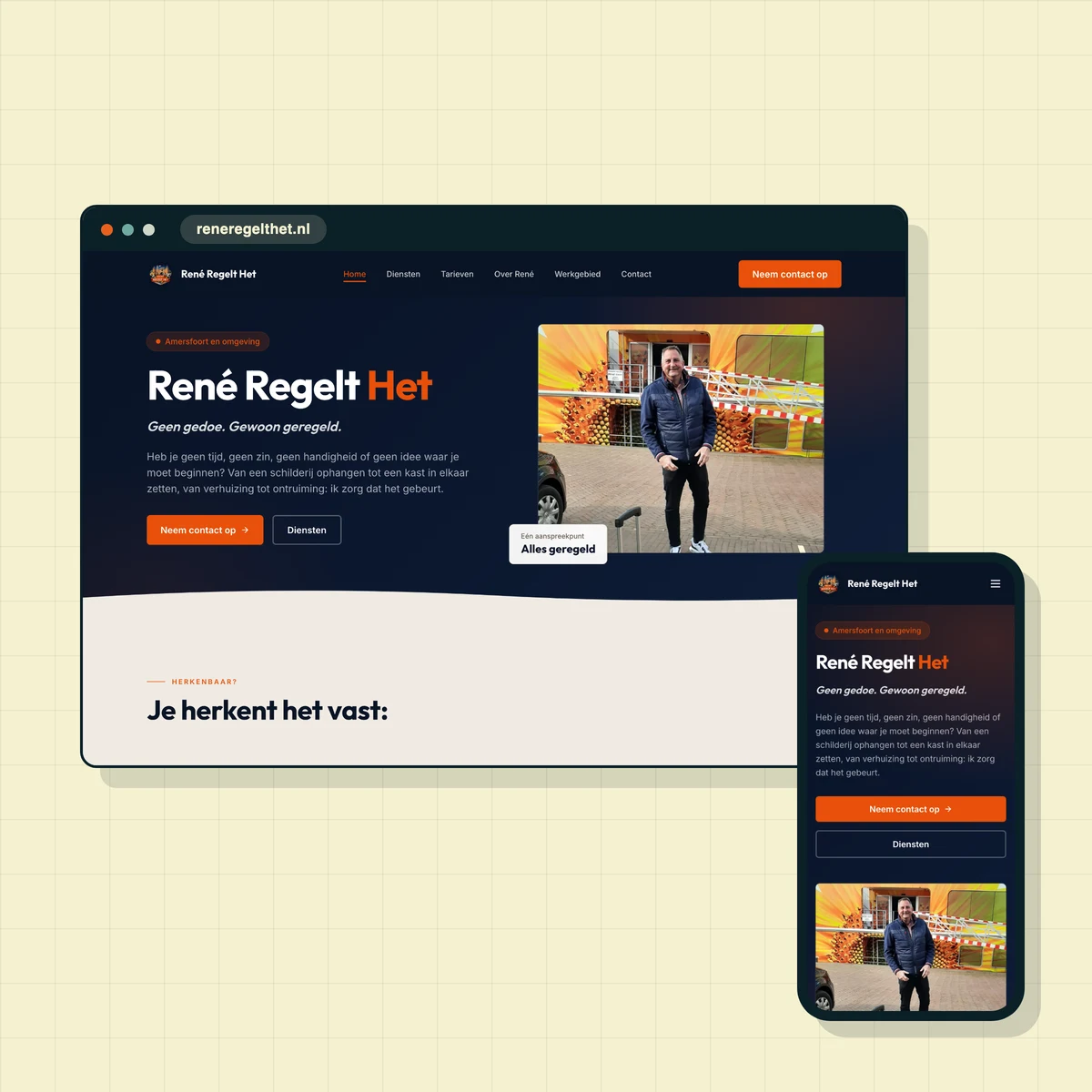 Website die ik maakte voor René Regelt Het
