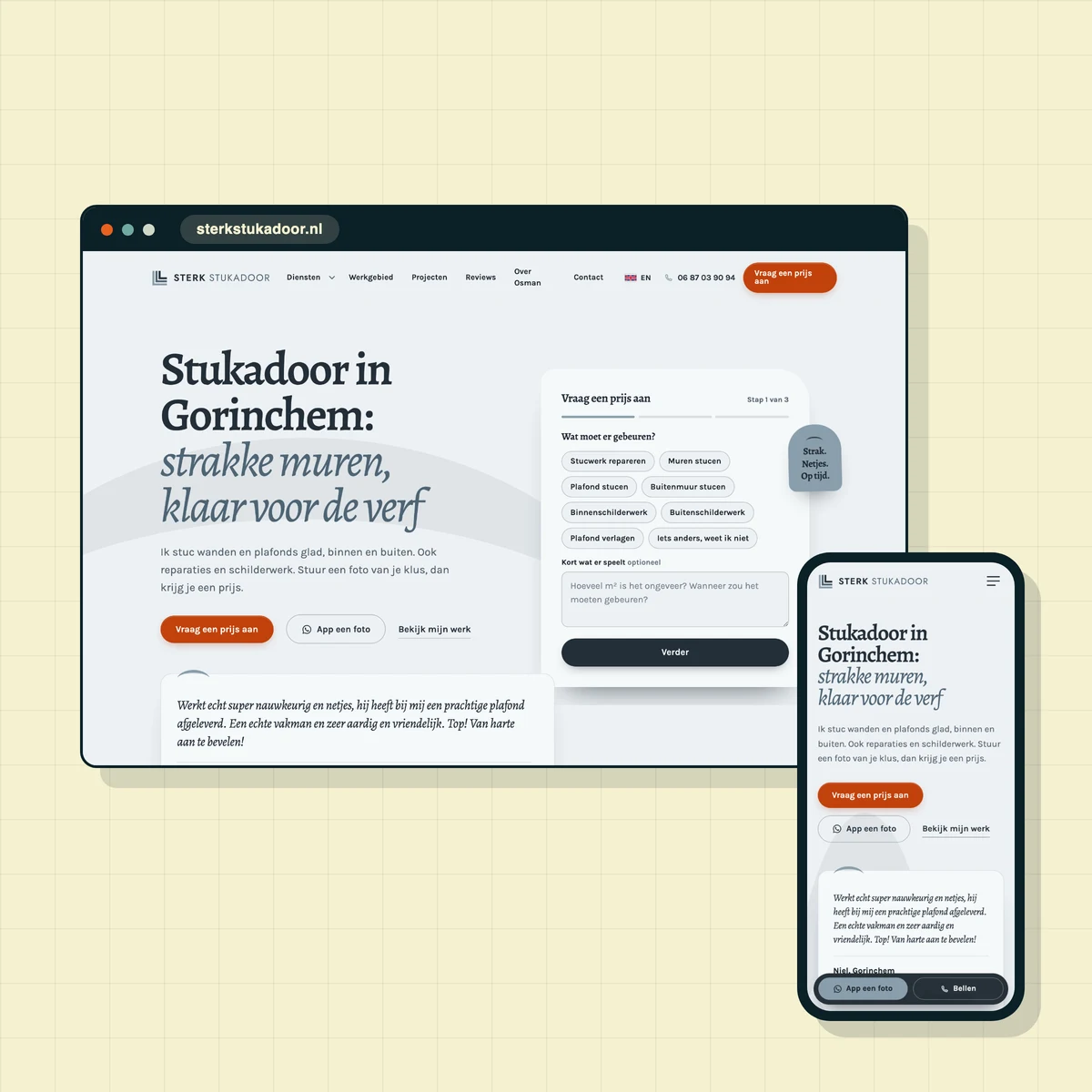 Website die ik maakte voor Sterk Stukadoor